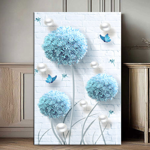 Сини цветови со сини пеперутки