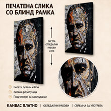 Вчитај ја сликата во галериски мод за гледање, Еклектичен поп-арт колаж со исечоци од весници, карти, предмети и фигура на жена во црно-бежова композиција.