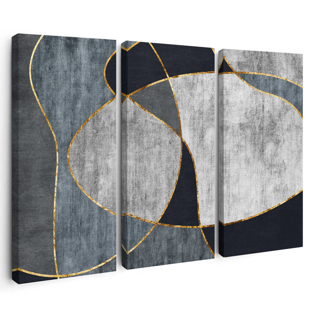 Сиви контури со златен сјај - Триптих